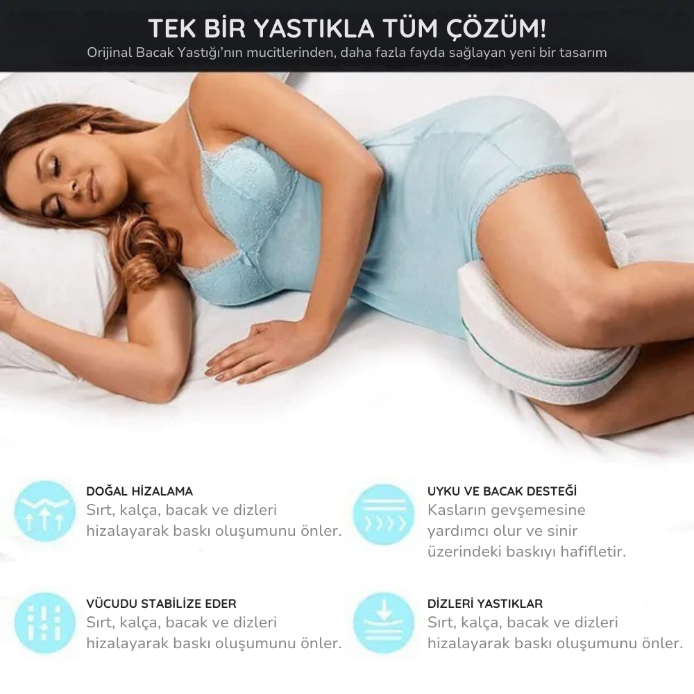 Ortopedik Bacak Arası Destekli Visco Yastık