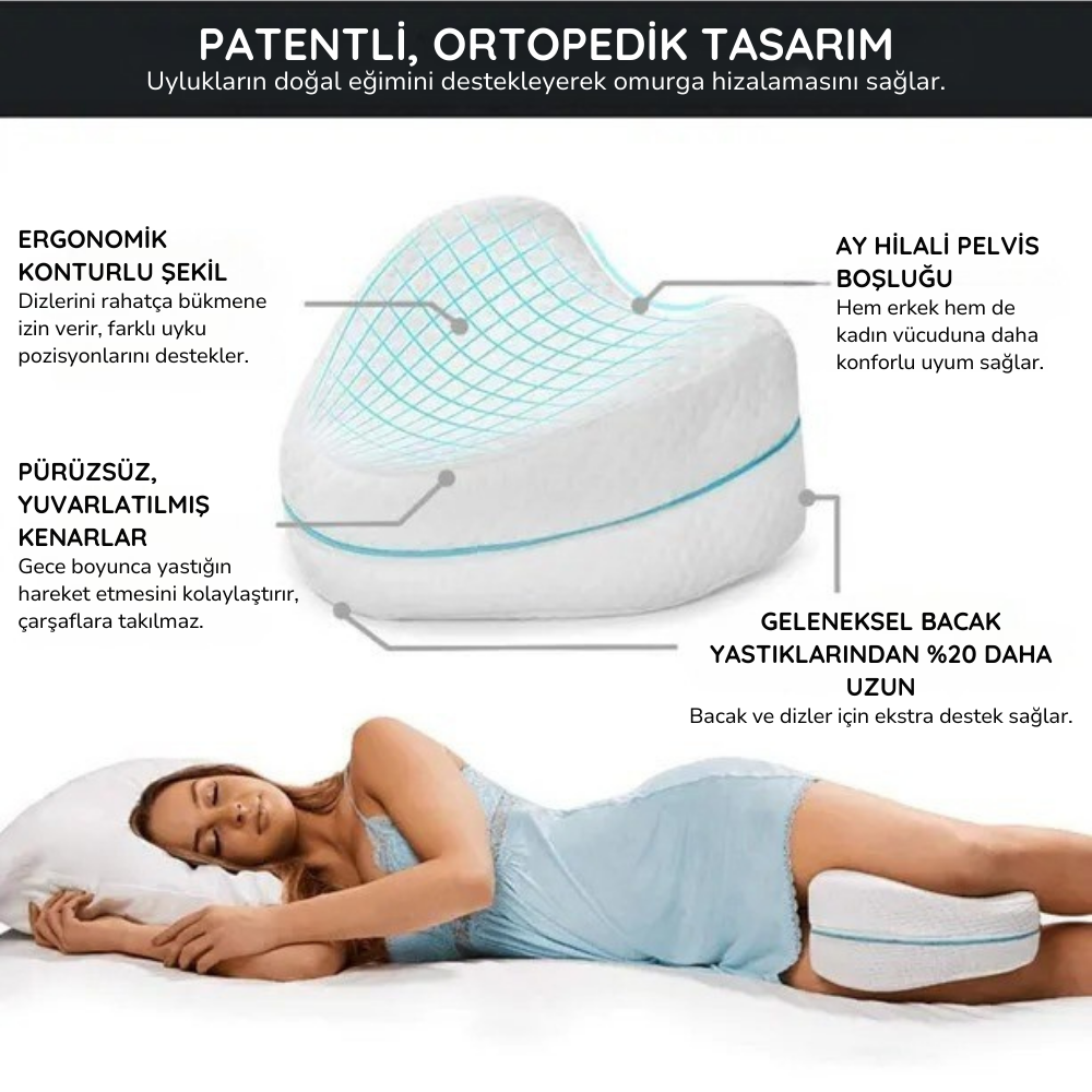 Ortopedik Bacak Arası Destekli Visco Yastık